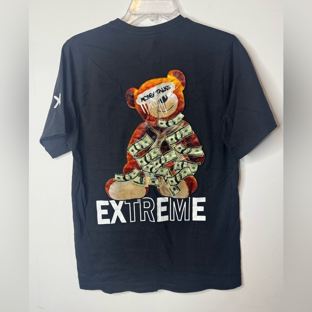 CR-24 Bordo Cromato 3-D Fuzzy teddy bear money Graphic tee T-Shirt Large shirt